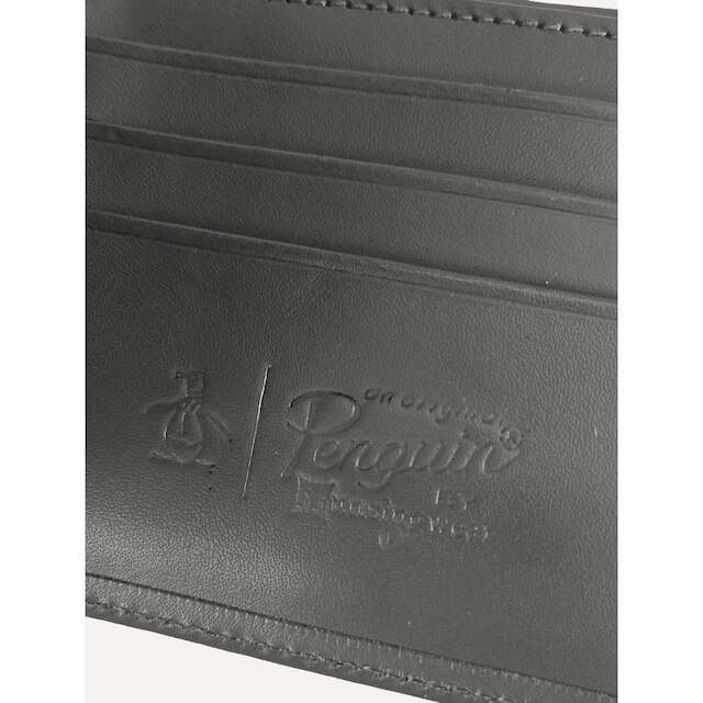 Carteira Original Penguin Masculina Couro Lisa Logo Grafite