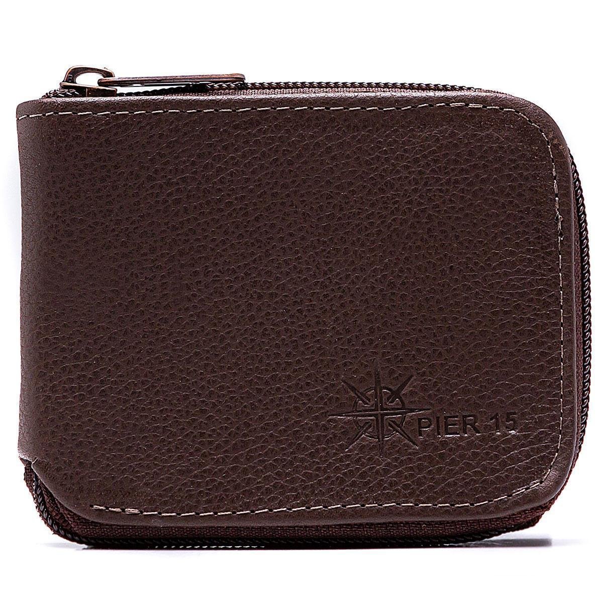 Carteira Pier 15 Zíper Couro Masculina Menor preço em Carteira Pier 15 Zíper Couro Masculina