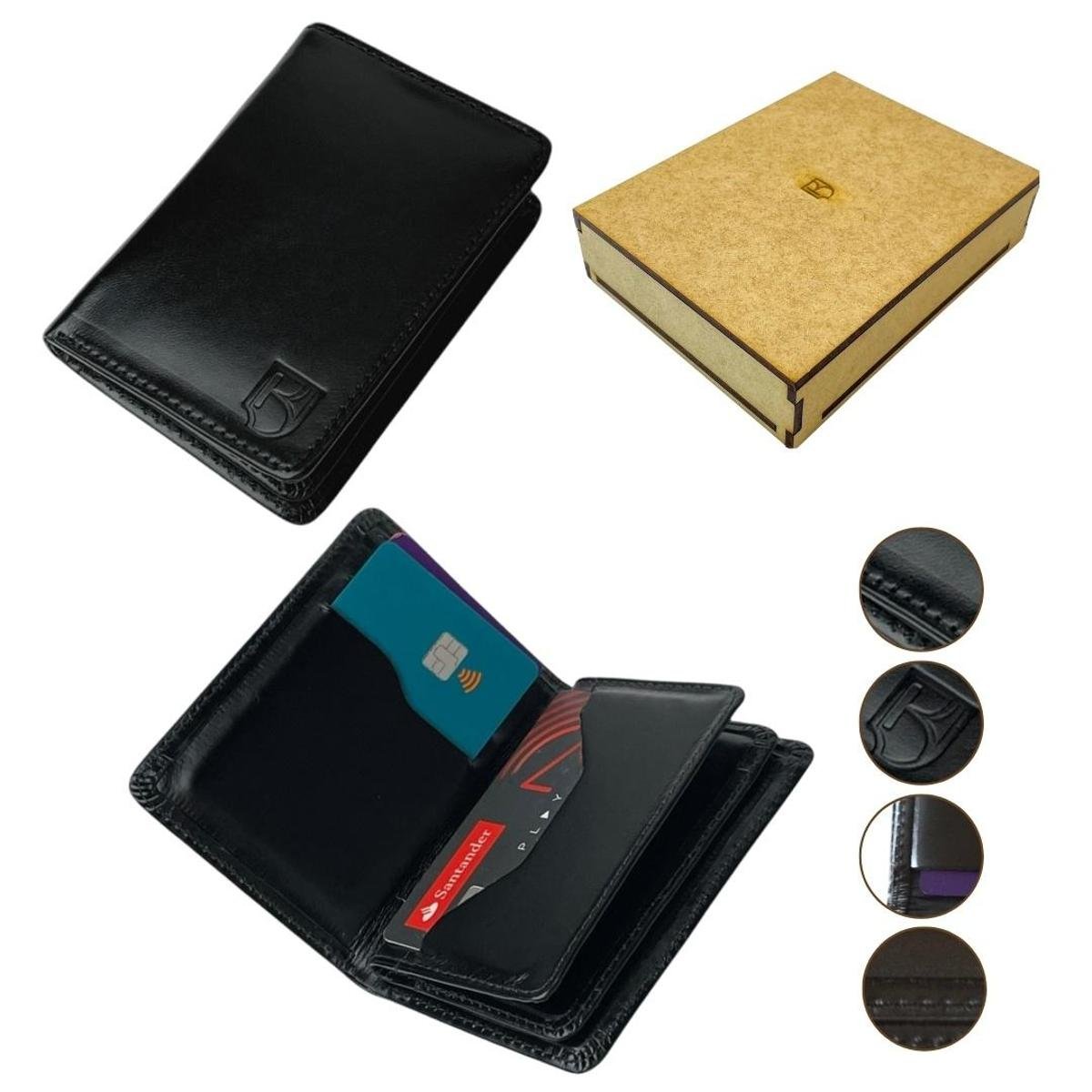 Carteira Porta Cartão Couro Masculina Minimalista Visor CNH é boa?