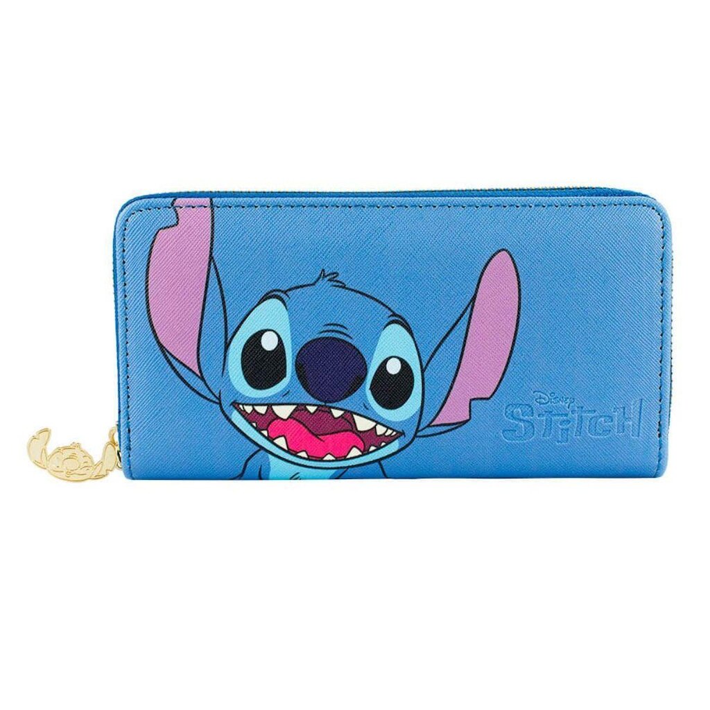Carteira Retangular Azul Claro Stitch 10x20cm - Disney