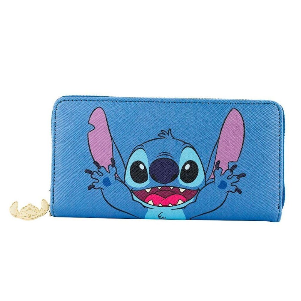 Carteira Retangular Azul Stitch 10x20cm - Disney
