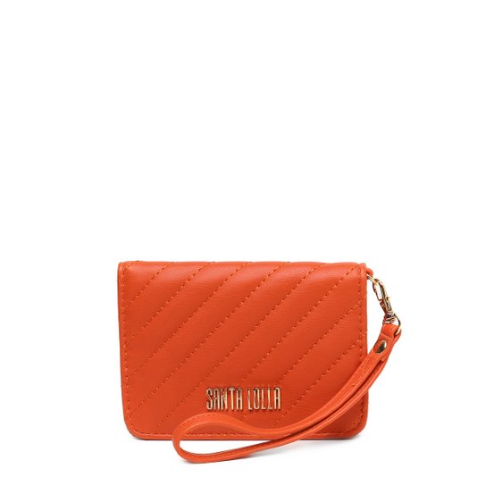 Carteira Santa Lolla Matelassê Alça Chaveiro Feminina - Coral