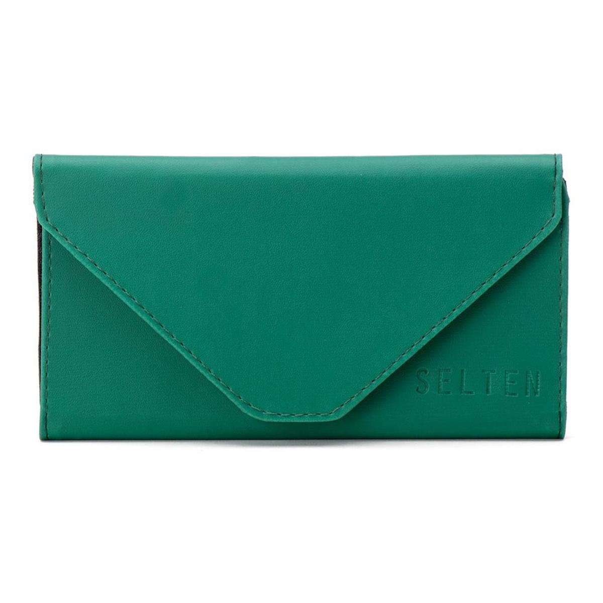 Carteira Selten Feminina Retangular Versátil Dia a Dia - Verde escuro Menor preço em Carteira Selten Feminina Retangular Versátil Dia a Dia - Verde escuro