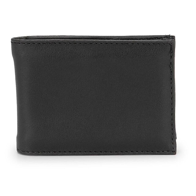 Carteira Slim Masculina Preta Sintetica Com Porta Cartao 222