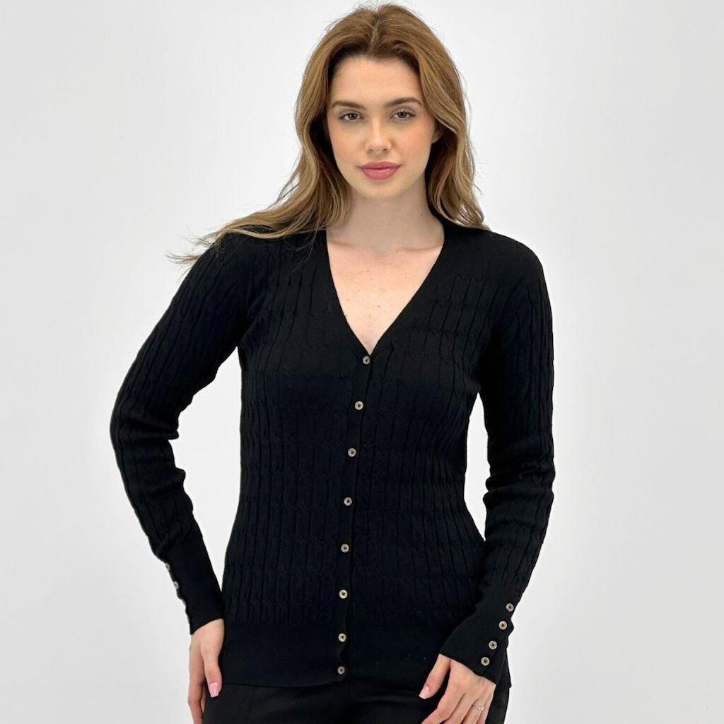 Casaco Aishty Cardigan com Botão Feminino