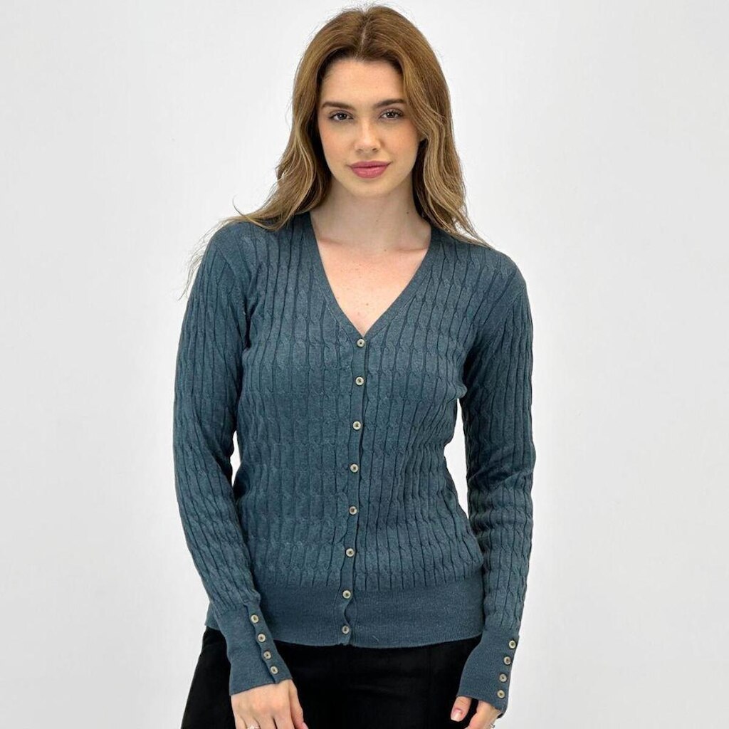 Casaco Aishty Cardigan com Botão Feminino