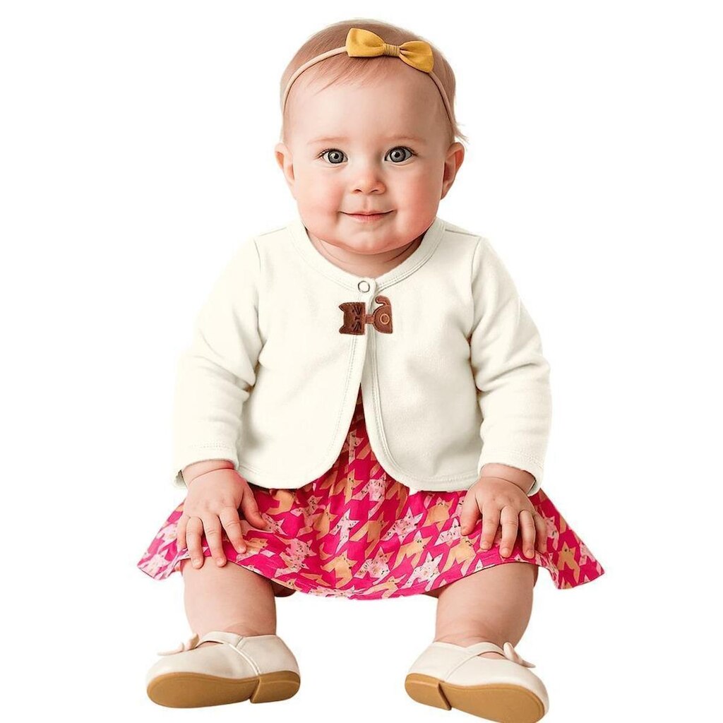 Casaco Bebê Menina Pied Oncinha Alphabeto Off White