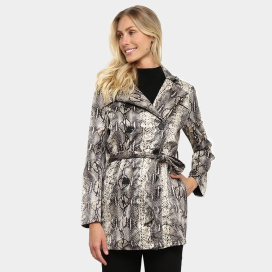 Casaco Bellina Animal Print Feminino - Bege