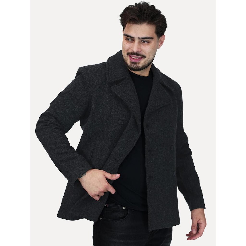 Casaco Calvin Klein Jeans Masculina Lã Liso Botões Preto