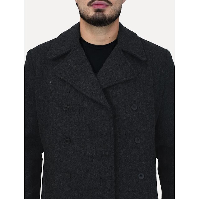 Casaco Calvin Klein Jeans Masculina Lã Liso Botões Preto