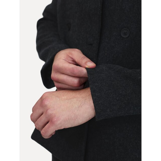 Casaco Calvin Klein Jeans Masculina Lã Liso Botões Preto
