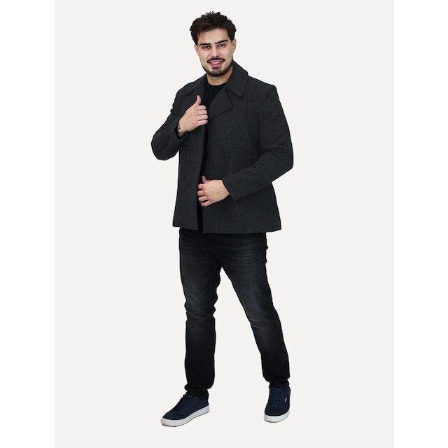 Casaco Calvin Klein Jeans Masculina Lã Liso Botões Preto