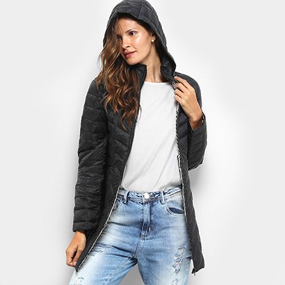 jaqueta de nylon com capuz feminina