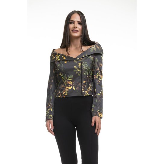 Casaco Clara Arruda Estampado 90033 - Dourado