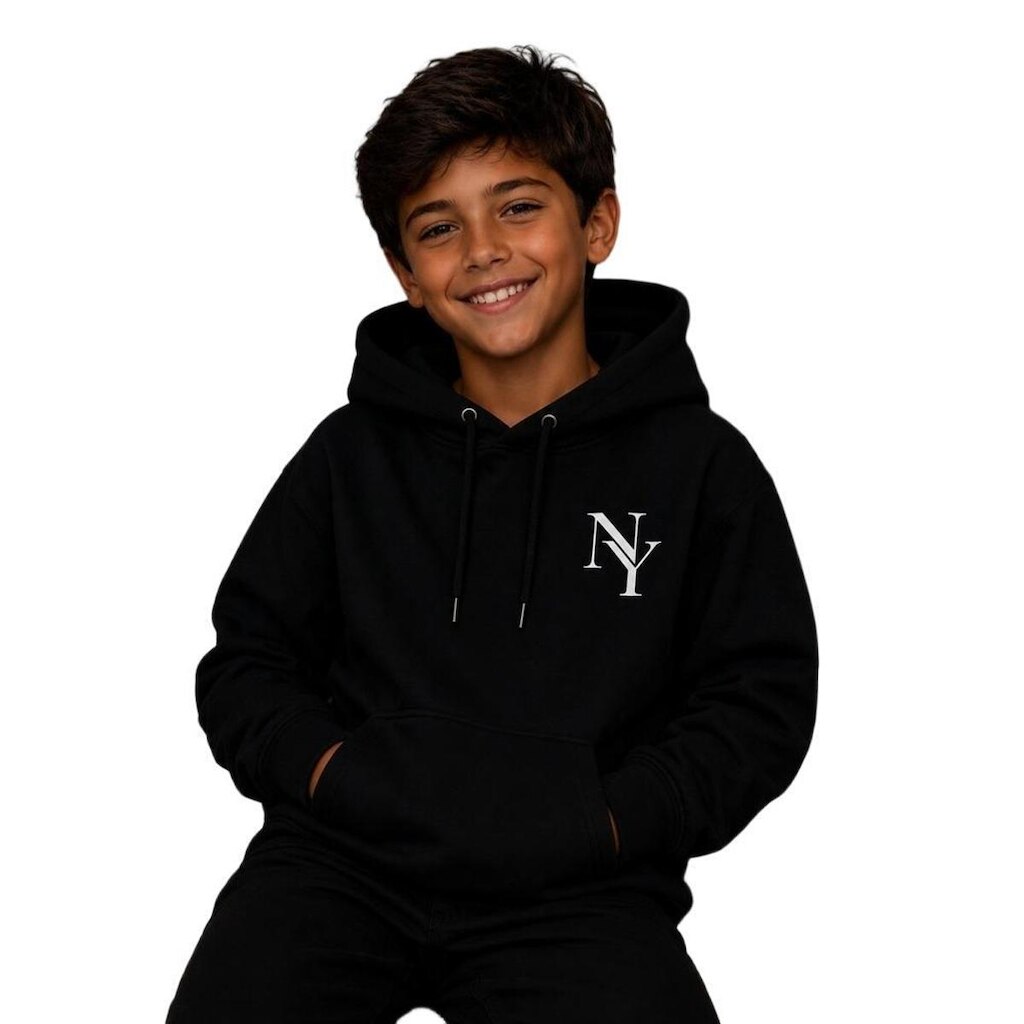 Casaco de Moletom 100% Algodão Infantil Menino Estampa NY