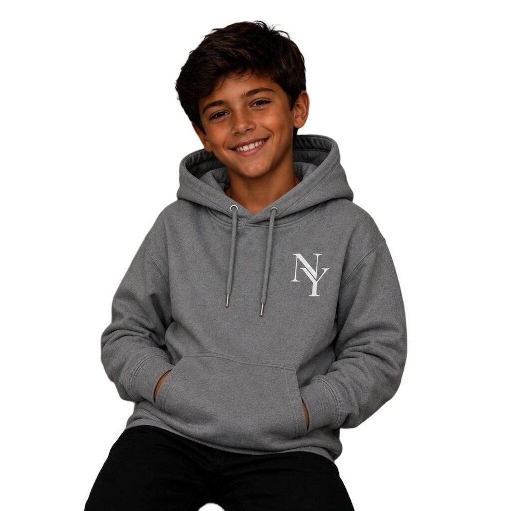 Casaco de Moletom 100% Algodão Infantil Menino Estampa NY