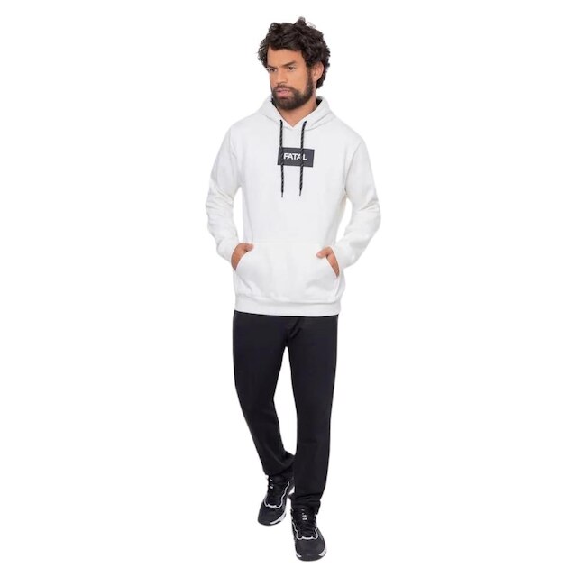 Casaco de Moletom Fatal Fechado Fechado Off White