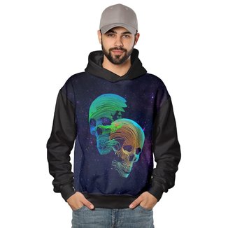 Casaco de Moletom Skull Galaxy Neon Di Nuevo Masculino