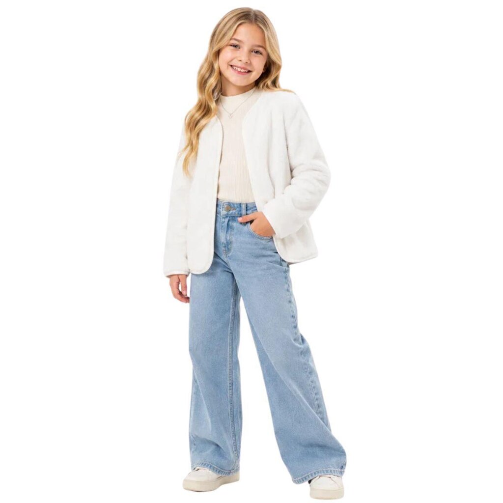 Casaco de Pelo Infantil para Meninas Inverno