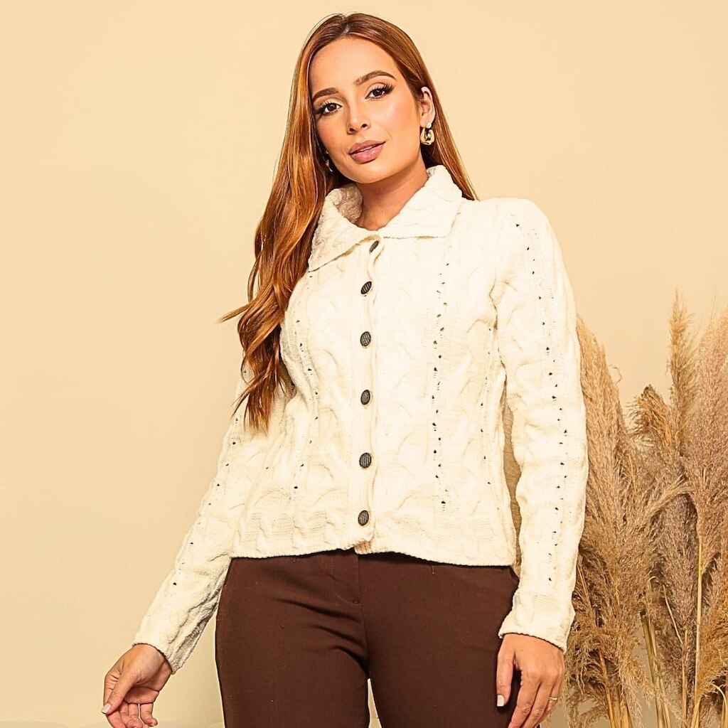 Casaco de Tricot Mousse Feminino Quentinho Inverno TR3240