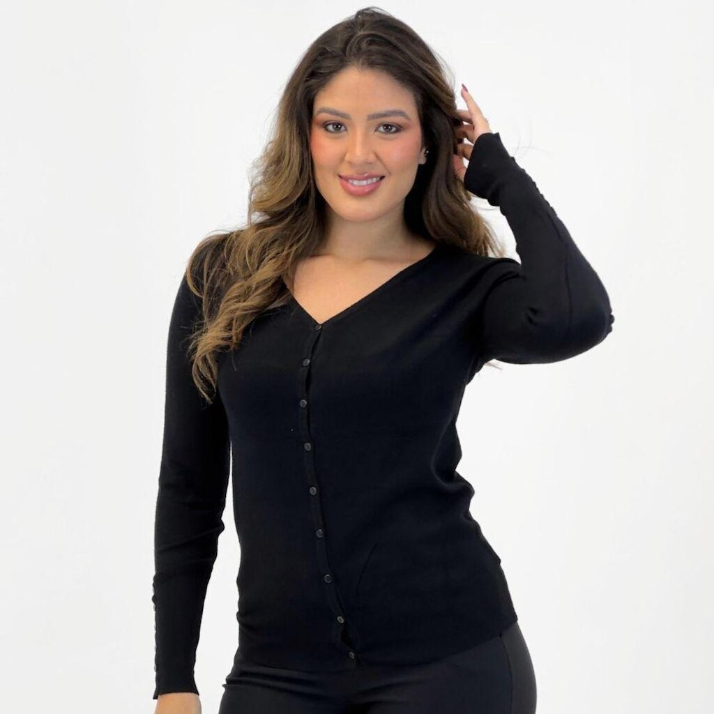 Casaco Dyordhana Cardigan com Botão Feminino