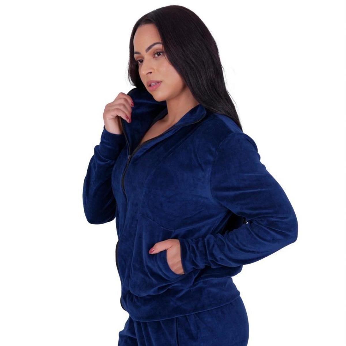 CASACO ESPORTIVO UNISSEX PLUSH GOLA ALTA BOLSOS ZIPER ORBIS - Marinho Menor preço em CASACO ESPORTIVO UNISSEX PLUSH GOLA ALTA BOLSOS ZIPER ORBIS - Marinho