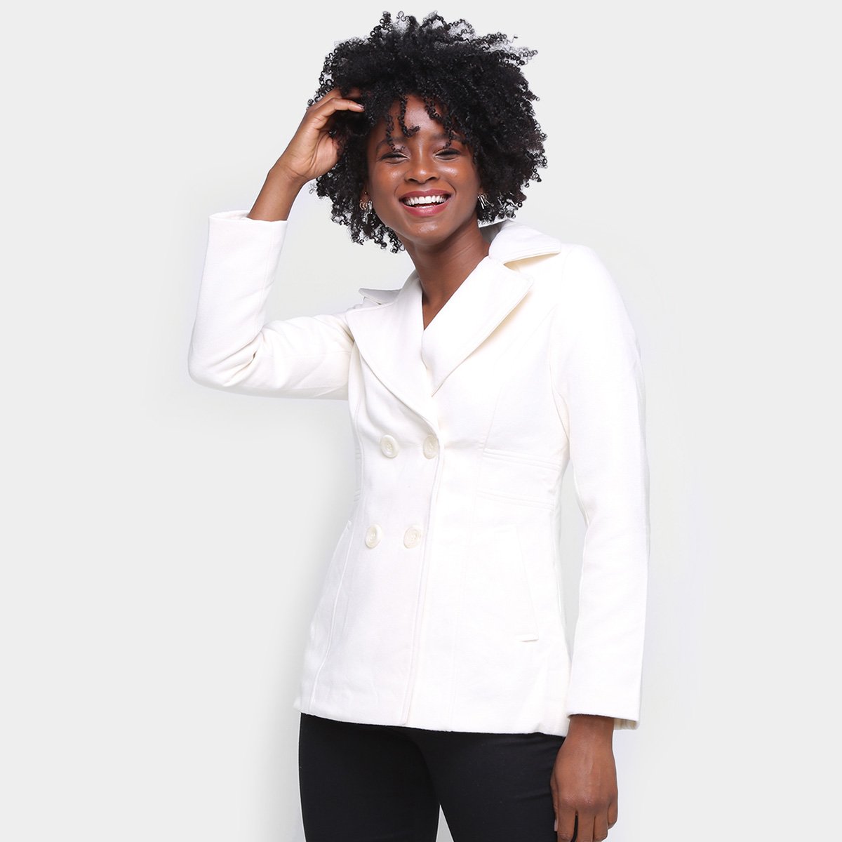 Casaco Facinelli Botões Feminino - Branco Menor preço em Casaco Facinelli Botões Feminino - Branco