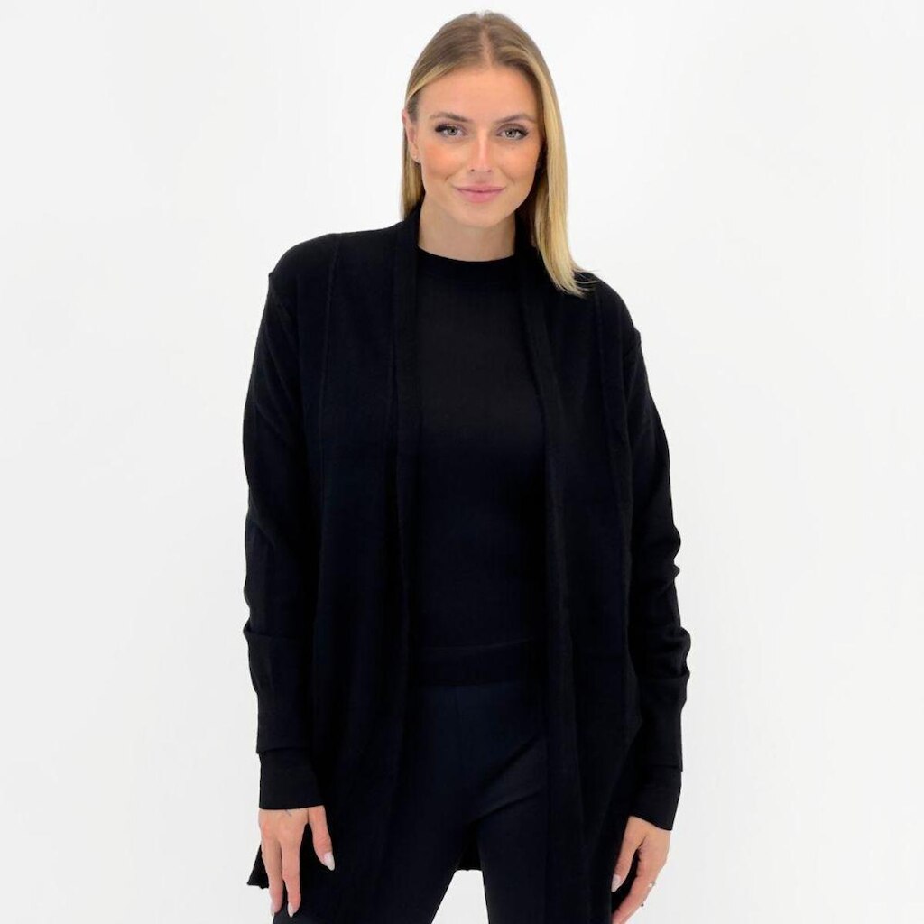 Casaco Facinelli Cardigan Aberto Alongada Feminino