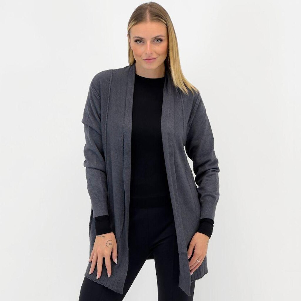 Casaco Facinelli Cardigan Aberto Alongada Feminino
