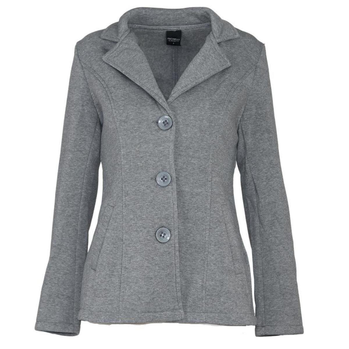 Casaco Facinelli Moletom Alongado - Cinza Claro Menor preço em Casaco Facinelli Moletom Alongado - Cinza Claro