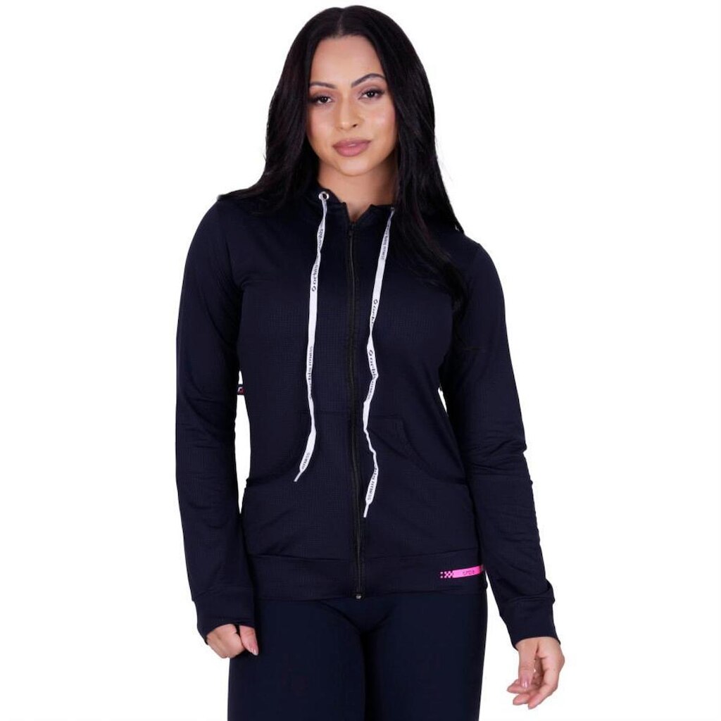 Casaco Feminino Fitness Esportivo Dry Aero Capuz e Bolso Orbis - Amarelo Neon, M