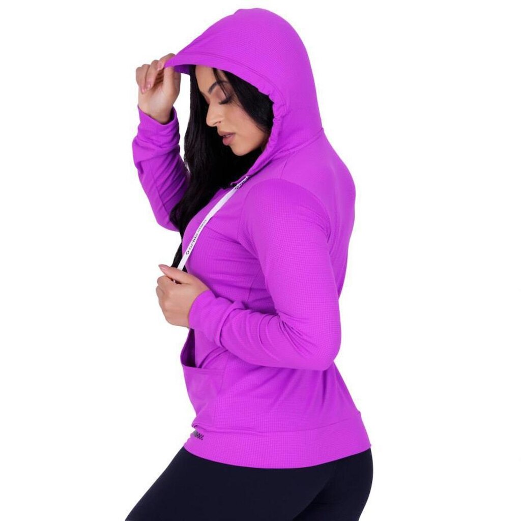 Casaco Feminino Fitness Esportivo Dry Aero Capuz e Bolso Orbis - Amarelo Neon, M