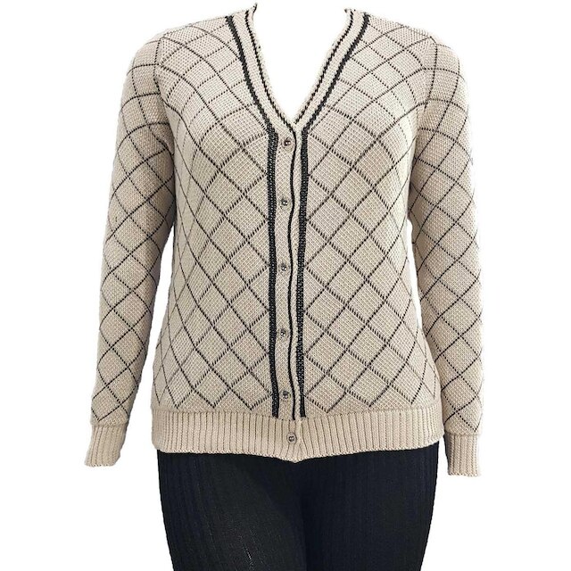 Casaco Feminino Jacquard Losango - Katlen Tricot
