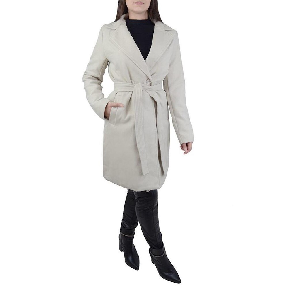 Casaco Feminino Safira Longo Peluciado Bege Off White SF2307