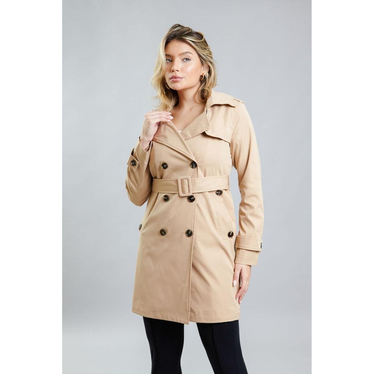 Casaco Trench Coat Roupa Sobretudo Feminino Casaco Feminino Cotton