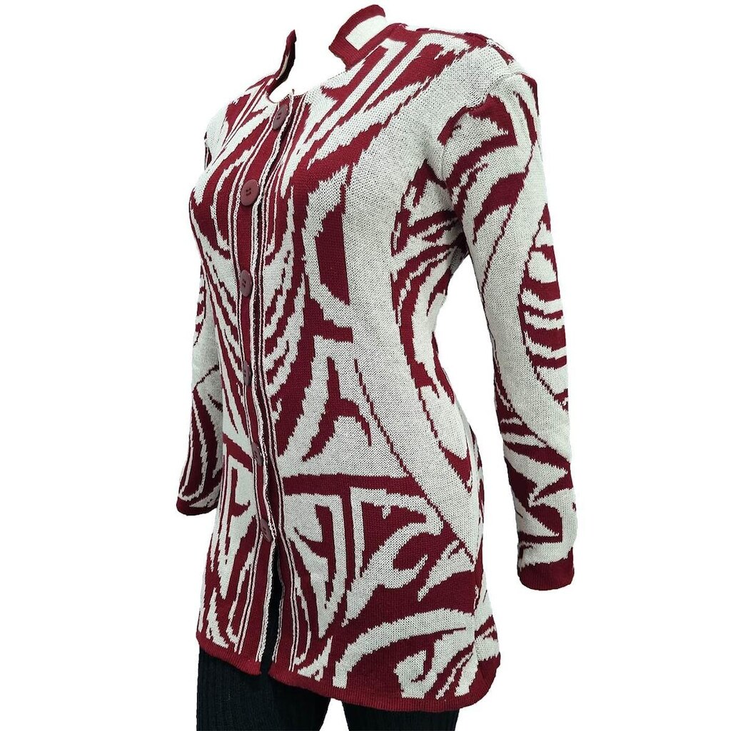 Casaco Feminino Tricot Jacquard Tribal - Katlen Tricot