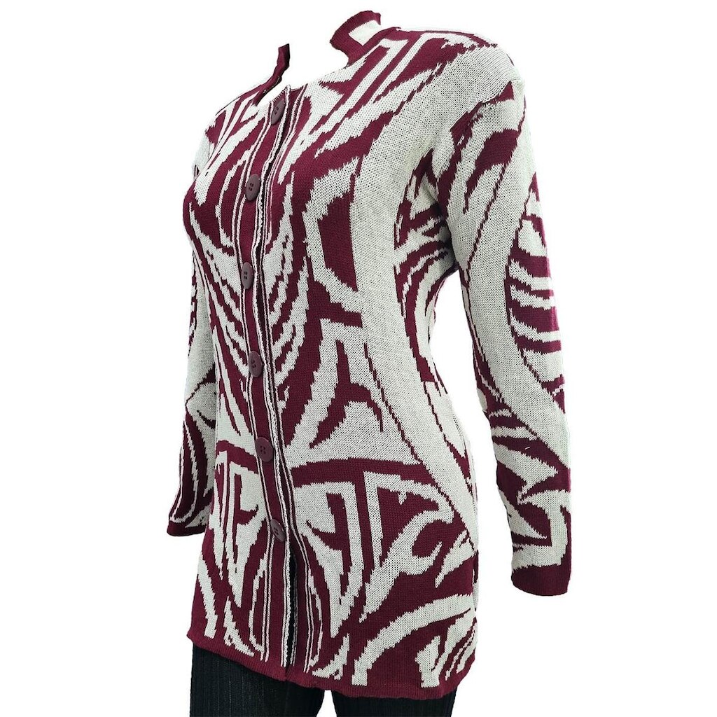 Casaco Feminino Tricot Jacquard Tribal - Katlen Tricot
