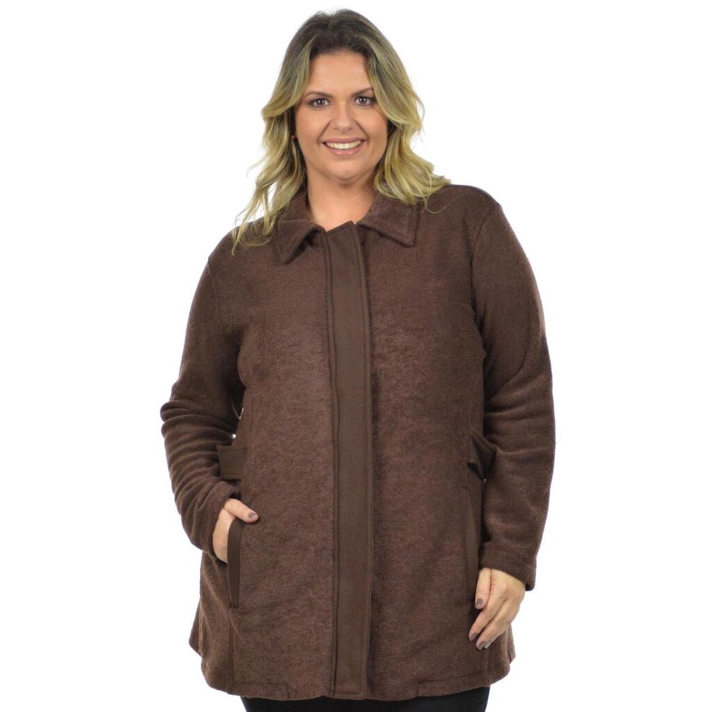 Casaco fleece plus size fenomenal Areia 46