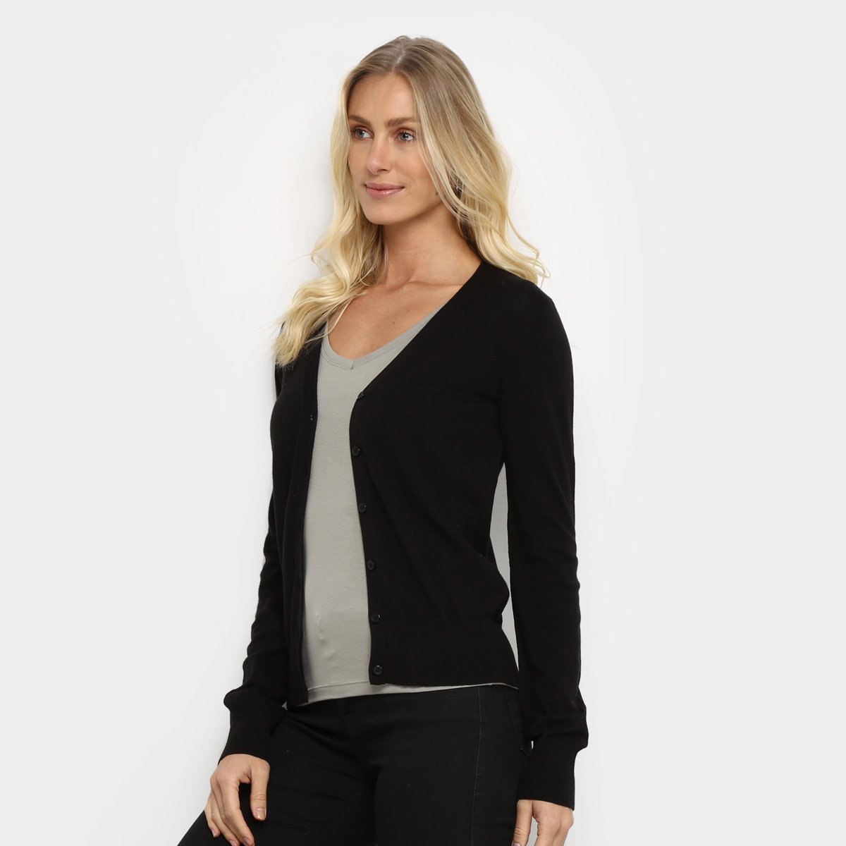 Casaco Hering Basic Feminino - Chumbo Menor preço em Casaco Hering Basic Feminino - Chumbo