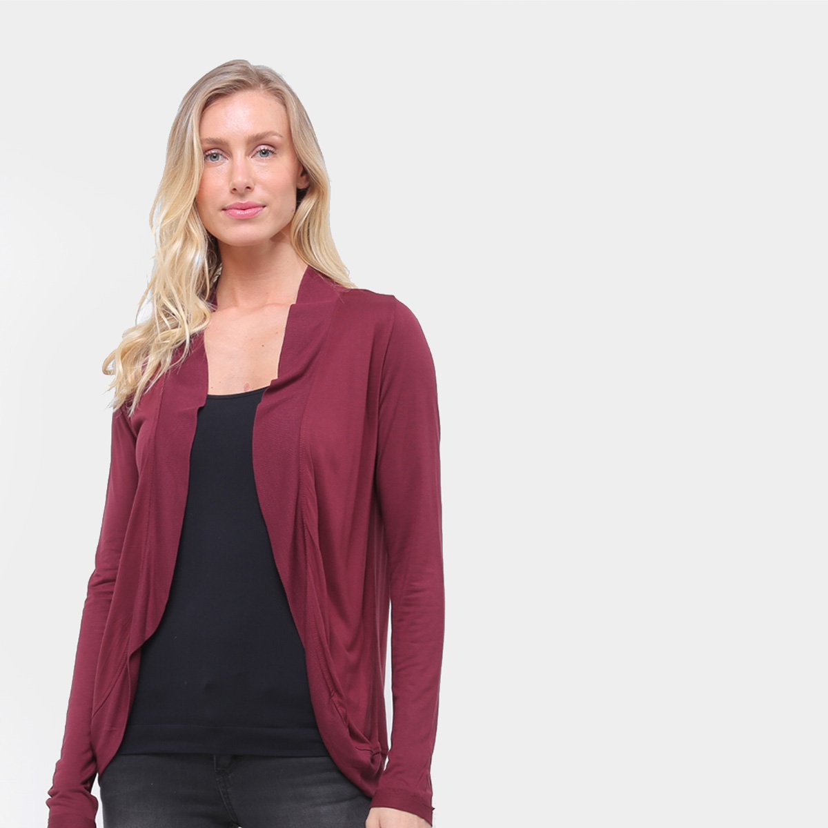 Casaco Hering Básico Com Barra Arredondada Feminina - Vermelho Escuro Menor preço em Casaco Hering Básico Com Barra Arredondada Feminina - Vermelho Escuro