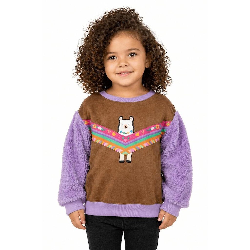 Casaco Infantil Menina Ilhama Alphabeto Marrom e Lilas