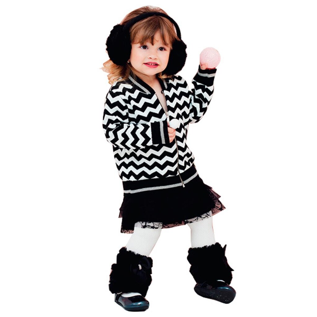 Casaco Infantil Tricô Chevron Feminino