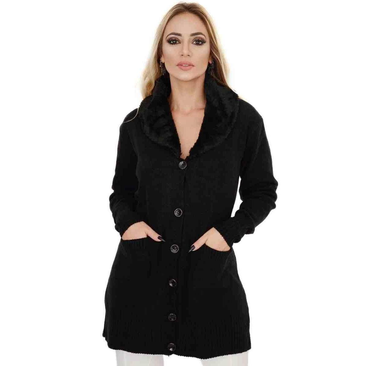 Casaco Livora Sobretudo Gola Pele Botões Feminina - Preto é ruim? Casaco Livora Sobretudo Gola Pele Botões Feminina - Preto é boa?