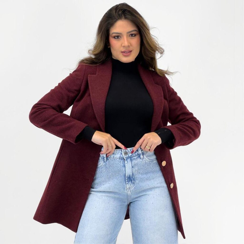 Casaco Malise 7/8 em Lã Batida Feminino