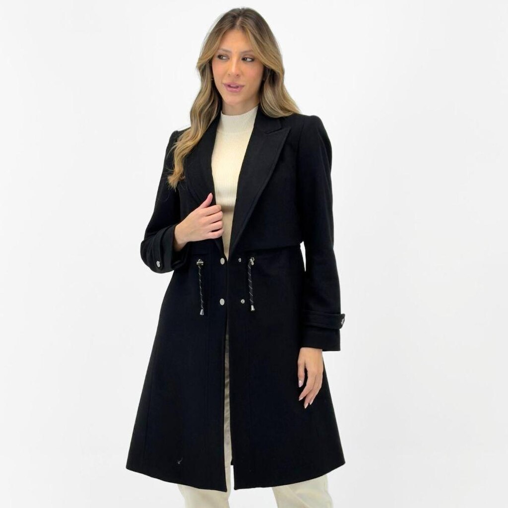 Casaco Malise Longo Parka em Lã Batida Feminino