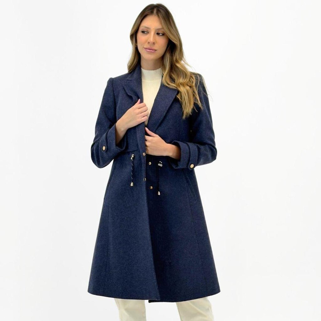 Casaco Malise Longo Parka em Lã Batida Feminino