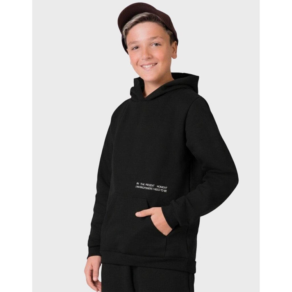 Casaco Moletom Com Bolso e Capuz Moda Inverno Aconchegante Para o Frio - Masculino 12 a 18 anos
