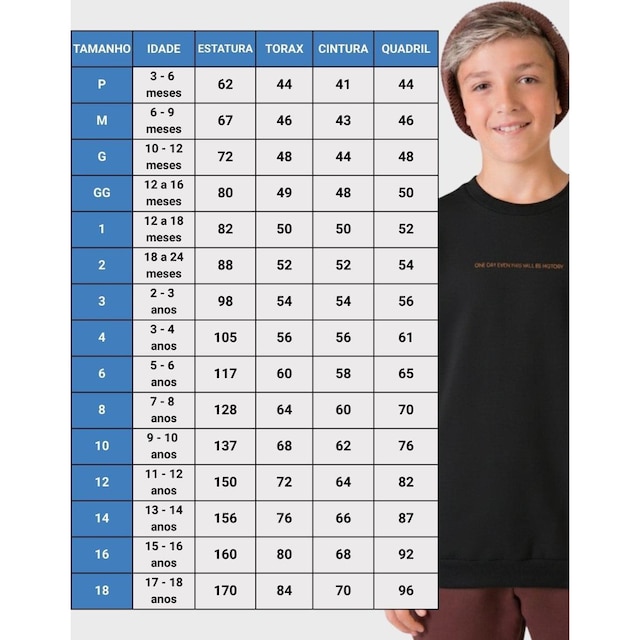 Casaco Moletom Punho Quentinho Dia a Dia Inverno Frio Nova Moda - Masculino 12 a 18 anos