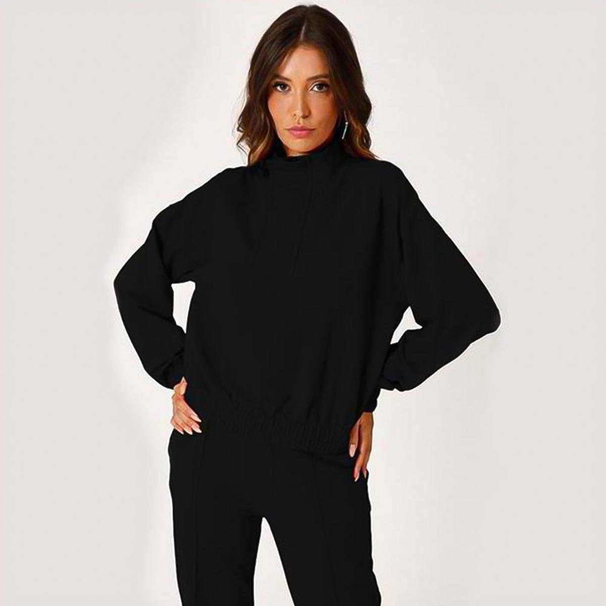 Casaco Moletom Scalk Feminino Algodão Gola Redonda Casual - Preto Menor preço em Casaco Moletom Scalk Feminino Algodão Gola Redonda Casual - Preto