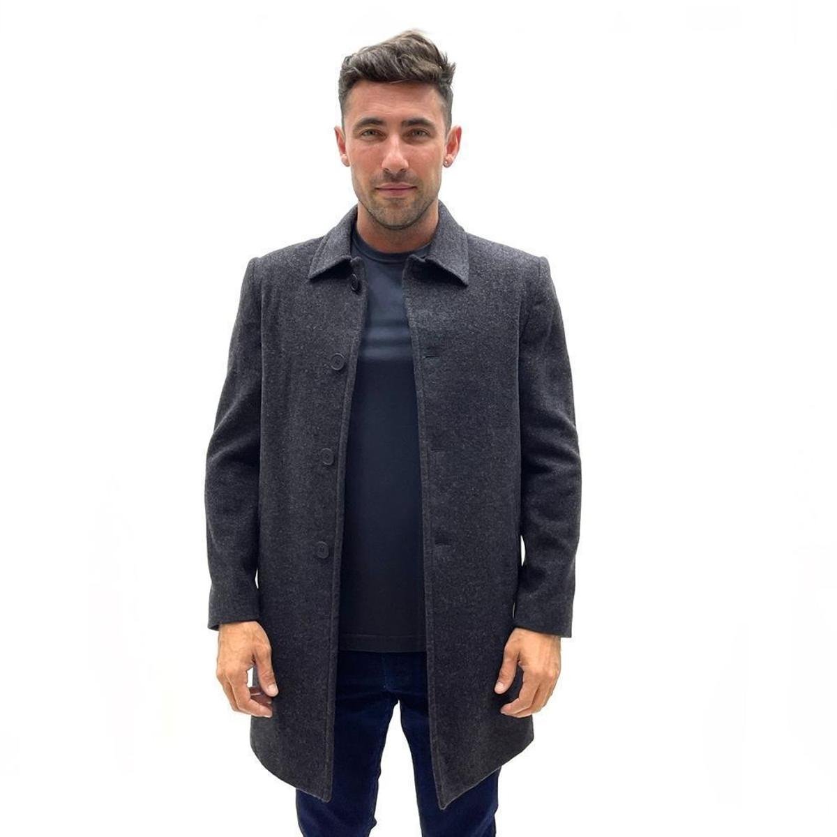 CASACO MONTE-CARLO SOBRETUDO 90% LÃ MASCULINO - Mescla Escuro Menor preço em CASACO MONTE-CARLO SOBRETUDO 90% LÃ MASCULINO - Mescla Escuro